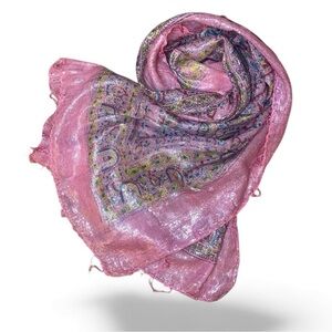 Ladies Beautiful Fashion Scarf in Shimmery Pink Featuring a Paisley Print